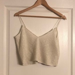 Beautiful BHLDN beaded white crop top!